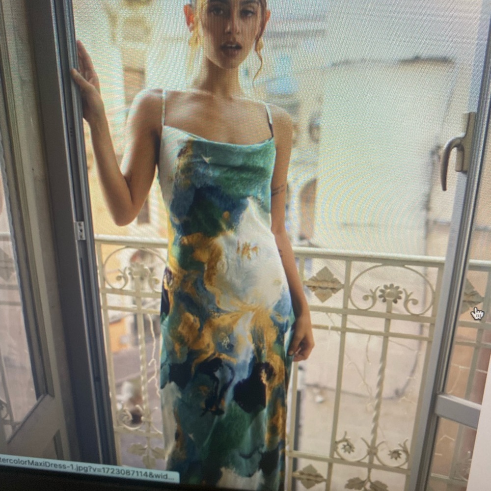 12th Tribe Blue and Gold Sleeveless Maxi Dress